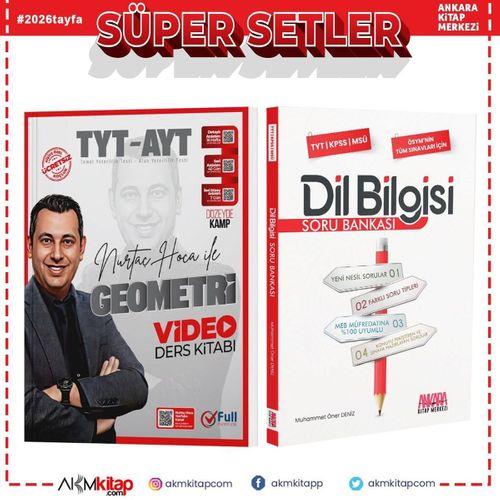 Full Matematik TYT AYT Geometri Video Ders Kitabı ve AKM Dil Bilgisi Soru Bankası Seti 2 Kitap