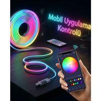 Akıllı Rgb Led Neon Şerit Işık 3m Usb Bağlantılı Uzaktan Kumanda Ve Mobil Uygulama Kontrolü