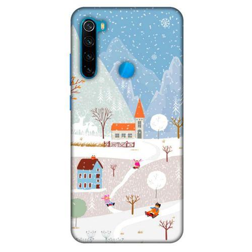 Xiaomi Redmi Note 8 Kılıf Snowix (40) Fit Silikon Kılıf Beyaz Mavi