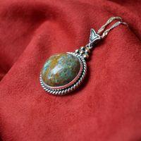 Dolunay Gümüş Çerçeve Zümrüt Kadın Kolye