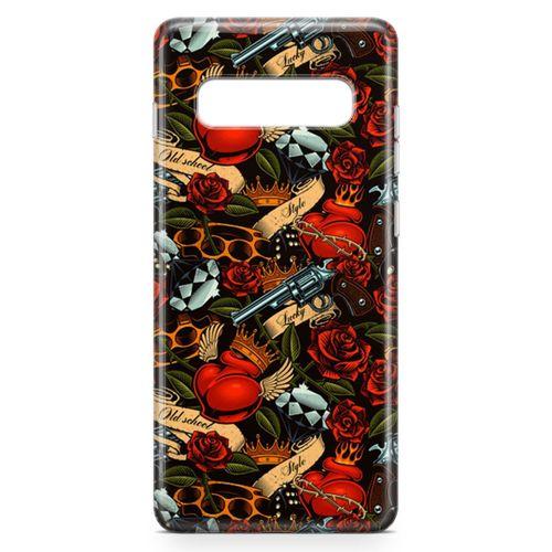 Samsung Galaxy S10 Plus Kılıf Geçici Dövme Arka Kapak Koruma Desenli Full Koruyucu