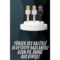 Karaoke Mikrofon Bluetooth Bağlantılı Aux Girişli Uzun Pil Ömrü Yüksek Ses Kaliteli