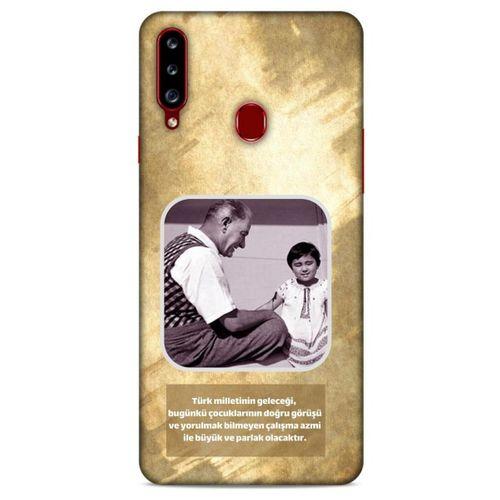 Samsung Galaxy A20s Kılıf Atatürk (2) Kabı Gold