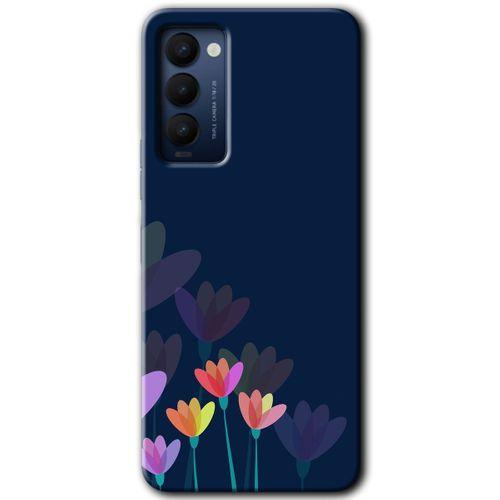 Tecno Camon 18 Kılıf HD Desen Baskılı Arka Kapak - Çizim Çiçekleri + Kırılmaz Cam