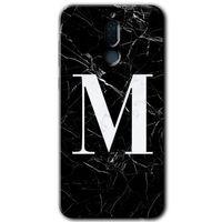 Huawei Mate 10 Lite HD Baskılı Kılıf + 9D Tam Ekran Koruyucu - Siyah Mermer Desenli M Harfi