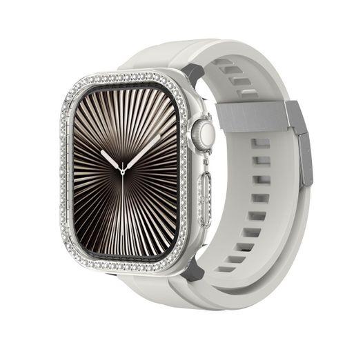 Apple Watch 10 42mm Amazingthing Gleam Fit FullGuard Taşlı Sert PC Kasa ve Ekran Koruyucu