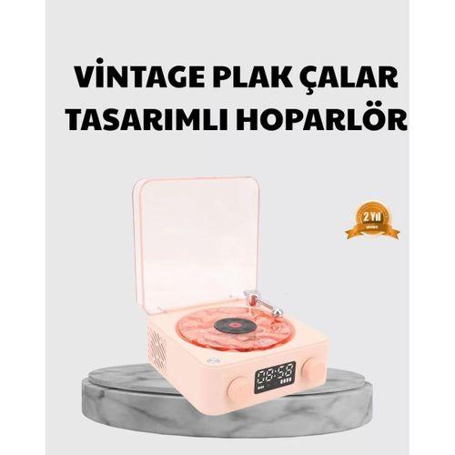 3-ü-1 Gece Işığı Bluetooth Hoparlör Ve Dijital Saat Vintage Plak Çalar Tasarımlı
