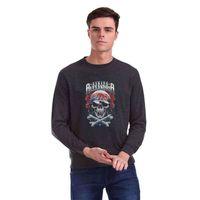 Asking Alexandria Skull Baskılı Füme Antrasit Erkek Sweatshirt
