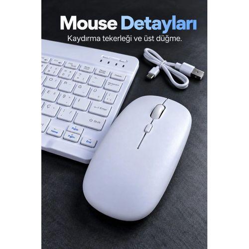 Kablosuz Klavye Mouse Seti Beyaz Türkçe Q
