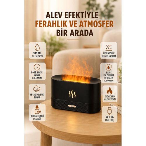 180 Ml Alev Efektli Aroma Difüzörü Ultrasonik Buharlı Aromaterapi Cihazı