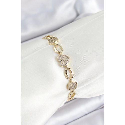 Xuping Pirinç Kalp ve Daire Model Gold Renk Kadın Bileklik