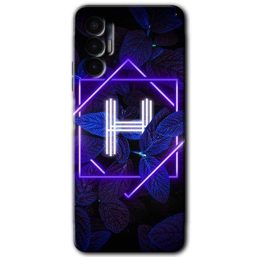 Tecno Pova 3 Kılıf HD Desen Baskılı Arka Kapak - Dark Neon Yaprak H Harfi