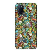 Oppo A52 Kılıf Doodle Bilgisayar Cep Telefonu Arka Kapak Silikon Koruma Full Koruyucu