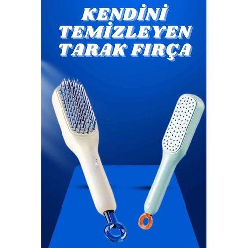 Kendi Kendini Temizleyen Otomatik Tuşlu Saç Tarağı Dolaşık Açıcı Masaj Fırçası Silikon Fırça