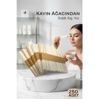 Ahşap Yüz ve Kaş Ağda Spatulası 250 Adet - Ultra Pürüzsüz Profesyonel Makyaj ve Maske Çubuğu