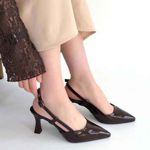 Hoost Kahverengi Rugan Topuklu Ayakkabı