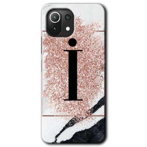 Xiaomi Mi 11 HD Baskılı Kılıf + 9D Tam Ekran Koruyucu - Pembe Mermer Desenli İ Harfi