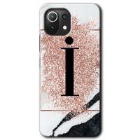 Xiaomi Mi 11 HD Baskılı Kılıf + 9D Tam Ekran Koruyucu - Pembe Mermer Desenli İ Harfi