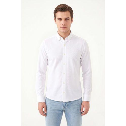 Erkek Spor Slim Fit Uzun Kol Petek Dokulu Gömlek BGL-ST05483