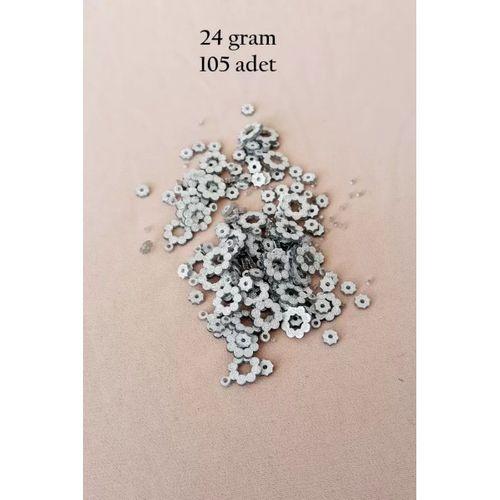 Oya Abiye Bileklik Kolye Pleksi Metalik Plastik Pul Gümüş Renk 24 gram 105 adet - BNC561