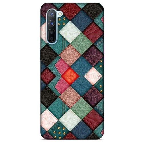 Oppo Reno 3 Kılıf Patchwork (18) Telefon Kılıfları Pembe Yeşil