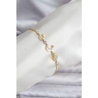 Charmlı Model Zirkon Taşlı Gold Renk Su Yolu Kadın Bileklik