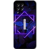 Samsung Galaxy M33 Kılıf Baskılı Kapak - Dark Neon Yaprak İ Harfi +Tam Ekran Koruyucu