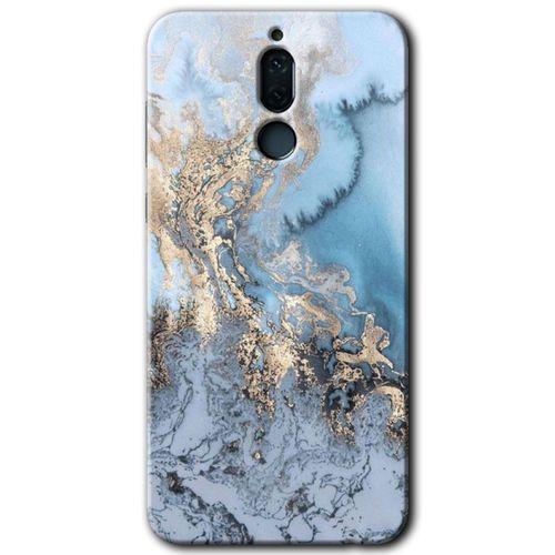 MRCİLETİSİM Huawei Mate 10 Lite Kılıf Baskılı Kapak - Eski Mermer + 5D Tam Kaplayan Cam