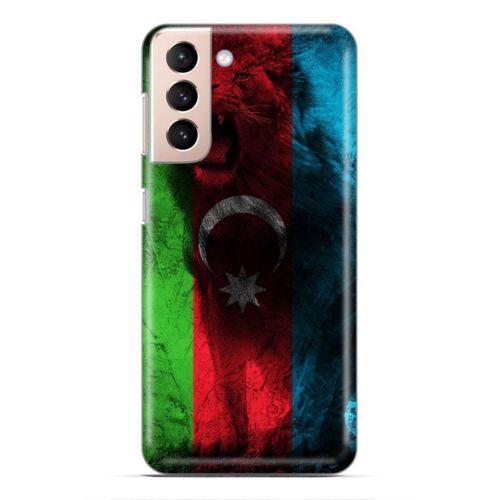 Samsung Galaxy S21 FE Uyumlu Kılıf Azarbaijan (35) Fit Design Kılıf Bayrak Aslanlı