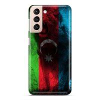 Samsung Galaxy S21 FE Uyumlu Kılıf Azarbaijan (35) Fit Design Kılıf Bayrak Aslanlı