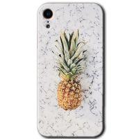 MRCİLETİSİM iPhone XR Kılıf Baskılı Kapak - Ananas + 5D Tam Kaplayan Cam