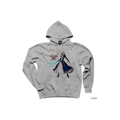 Fate Stay Night Saber Gri Kapşonlu Sweatshirt Hoodie