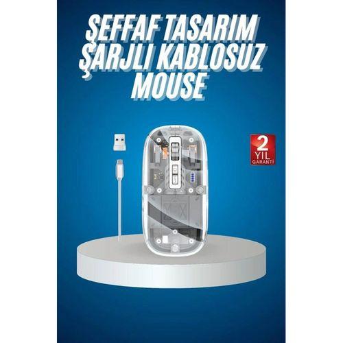 Sessiz Tıklama Çift Modlu Bluetooth Ve Alıcı Şeffaf Mouse Fare