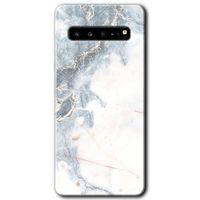 Samsung Galaxy S10 Plus HD Baskılı Kılıf + 9D Tam Ekran Koruyucu - White Marble