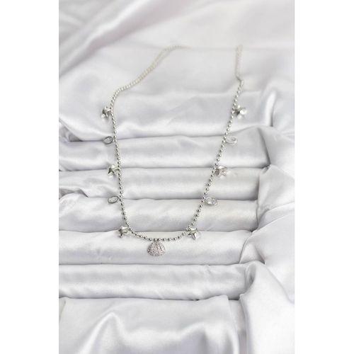 Pirinç Gümüş Renk Zirkon Taşlı Deniz Kabuğu Model Kadın Kolye