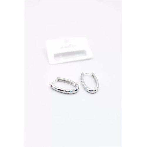 Oval Taşlı Küpe - Gümüş