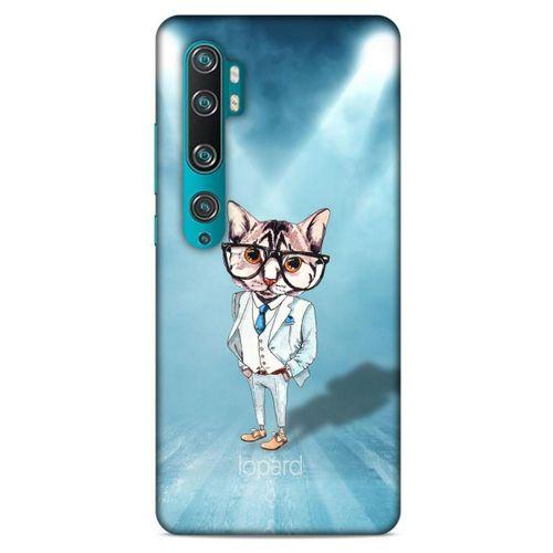 Xiaomi Mi Note 10 Kılıf FunnyMaX (40) Fit Silikon Kılıf Açık Mavi Kedi