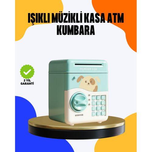 Çocuklar İçin Su Yeşili ATM Kasa Tasarımlı Şifreli Kumbara