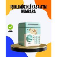 Çocuklar İçin Su Yeşili ATM Kasa Tasarımlı Şifreli Kumbara