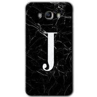 Samsung Galaxy J7 2016 Kılıf HD Desen Baskılı Arka Kapak - Siyah Mermer Desenli J Harfi