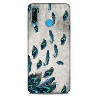 Huawei P30 Lite Kılıf Desenli Özel Seri Tüyler (16) Kalın Kılıf