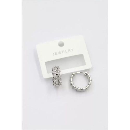 Taşlı Halka Küpe - Gümüş