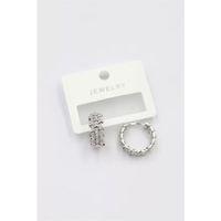 Taşlı Halka Küpe - Gümüş