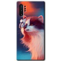Samsung Galaxy Note 10 Plus HD Baskılı Kılıf + 9D Tam Ekran Koruyucu - Cat Butterfly