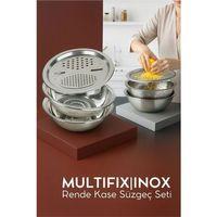 Çelik Rende Kase Süzgeç Seti - MultiFix 3 in 1 Paslanmaz Çelik 722050