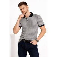 Erkek Polo Yaka Çizgili Tişört Kısa Kol Düğmeli Yazlık T-Shirt - Gri