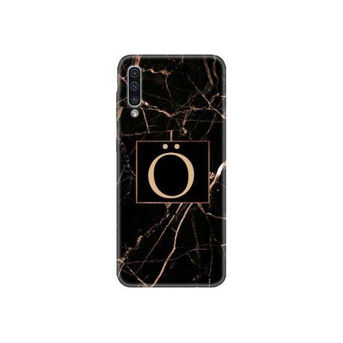 Samsung A50 Siyah Mermer Desen Ö Harfli Telefon Kılıfı