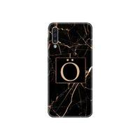 Samsung A50 Siyah Mermer Desen Ö Harfli Telefon Kılıfı