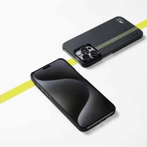 Apple iPhone 15 Pro Max Kılıf M-safe Şarj Özellikli Aramid Fiber Pitaka Tactile Woven Break The Line Kapak