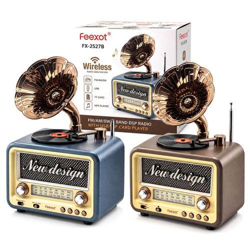 Retro Gramofon Radyo Bluetooth USB Şarjlı (AM/FM/SW)